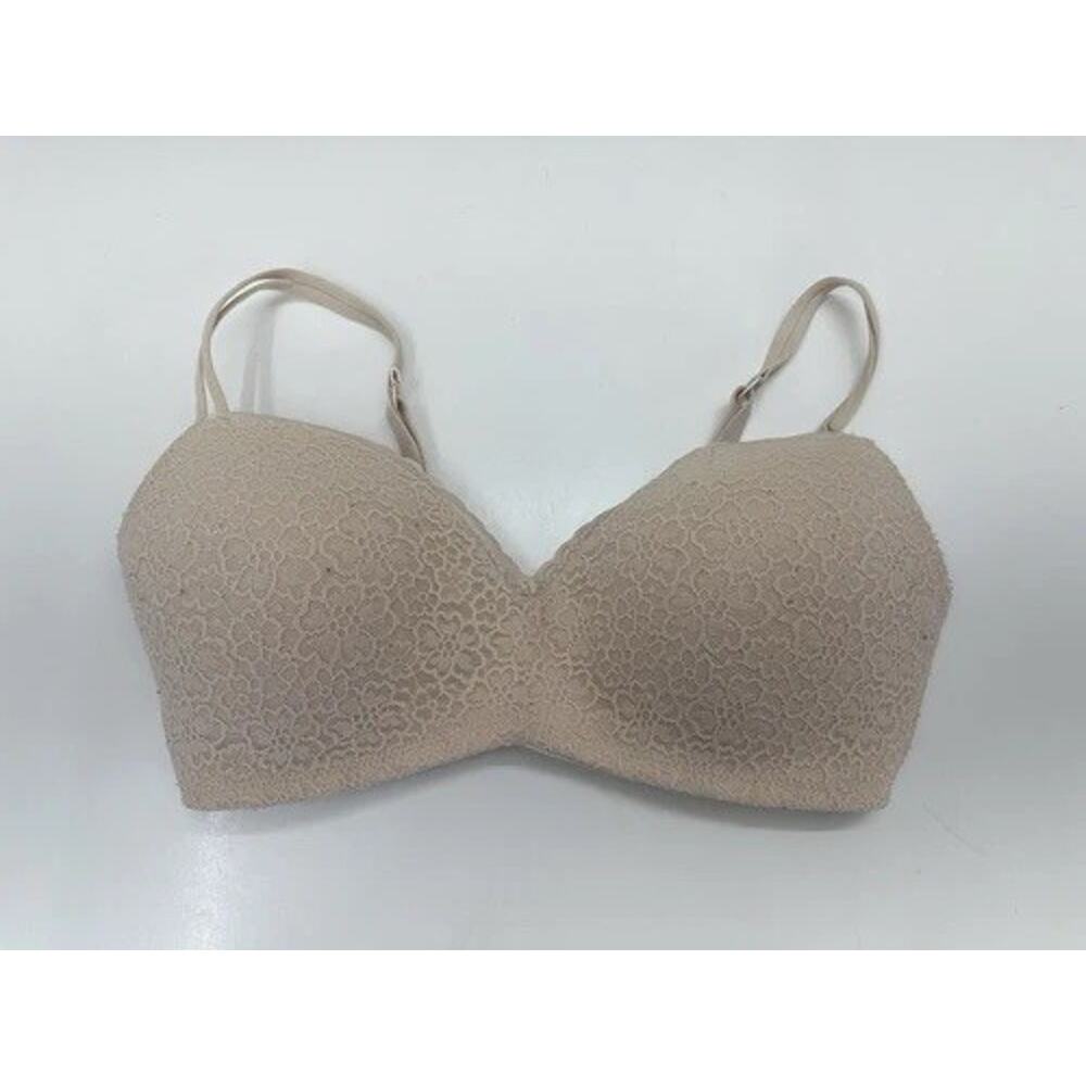 Aerie Womens Bra Size 34D Tan Floral Lacy Padded Real Happy Wireless Bra
